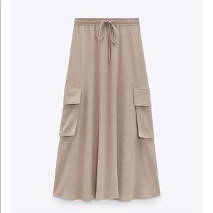 Tan super soft drawstring Zara Cargo skirt